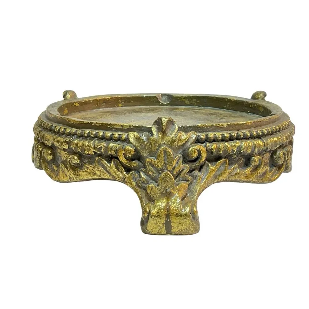 Chinese Gold 4 3/4” Display Stand Pedestal Or Lamp Base Ornate Feet